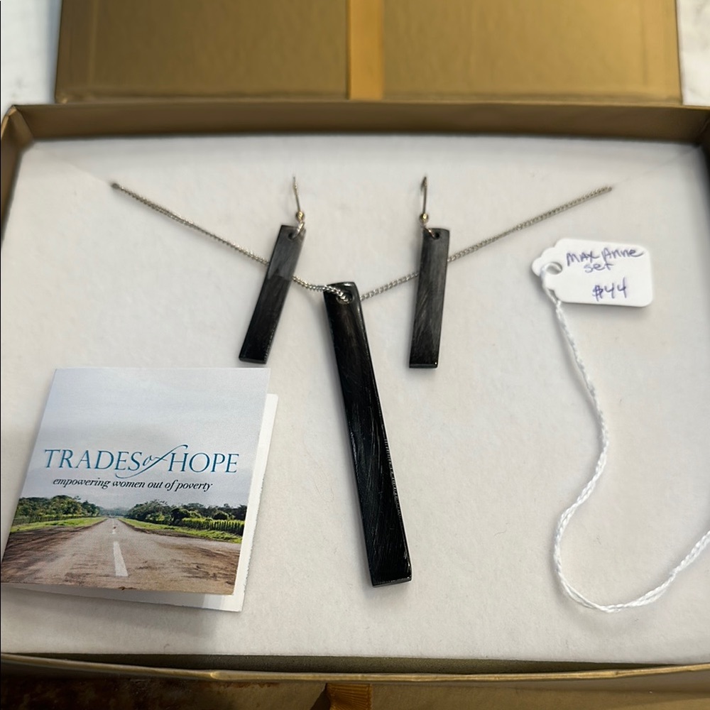 Trades of Hope Black Jewelry Set. Earrings and necklace set. New with tags